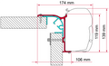 Markiseadapter Kit Bailey MK1 for F45 med 3x15 cm veggfeste fra Fiamma montert på campingvogn