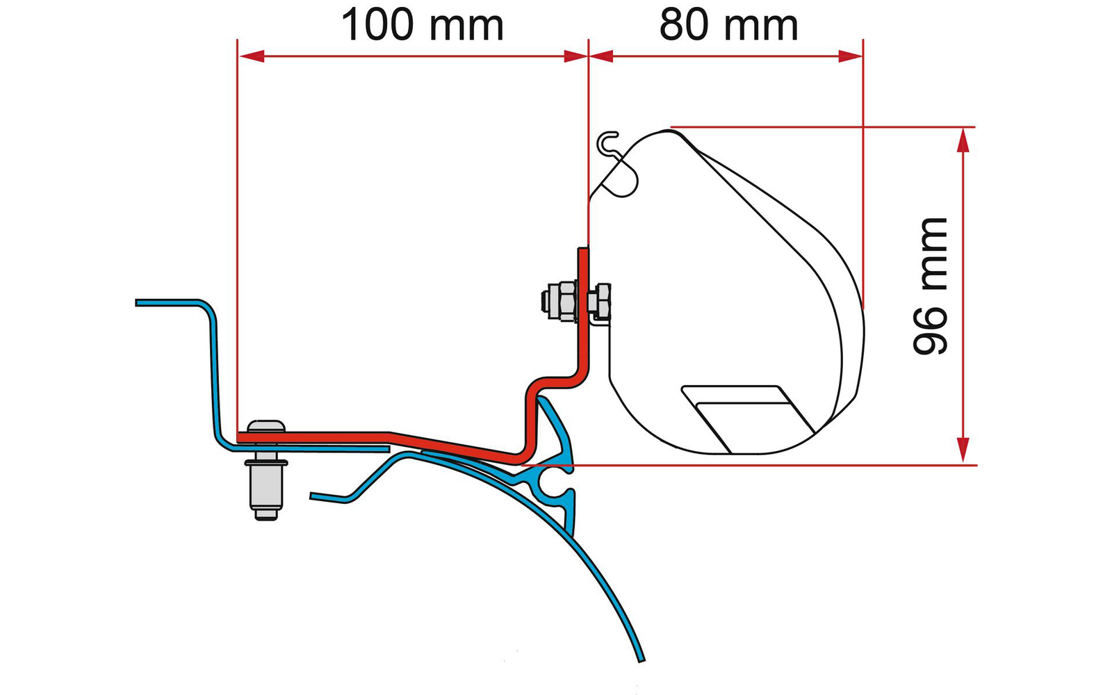 Markiseadapter Kit Campereve Cap Road for F35pro montert