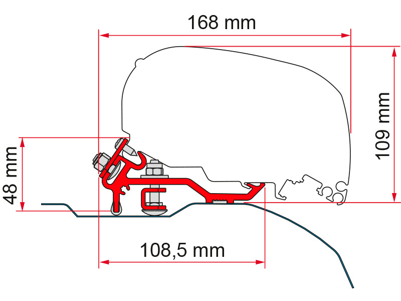 Markiseadapter Kit Ducato/Jumper/Boxer Low Profile L2-L3 for F80 front