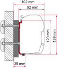 Markiseadapter Kit F45 - F70 for Dethleffs Globebus 12 cm forfra