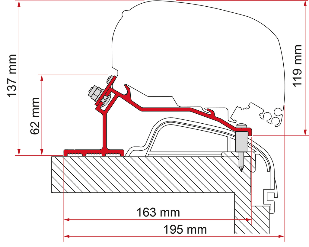Markiseadapter kit F65/F80 for Hobby Premium Ontour - Fiamma forfra