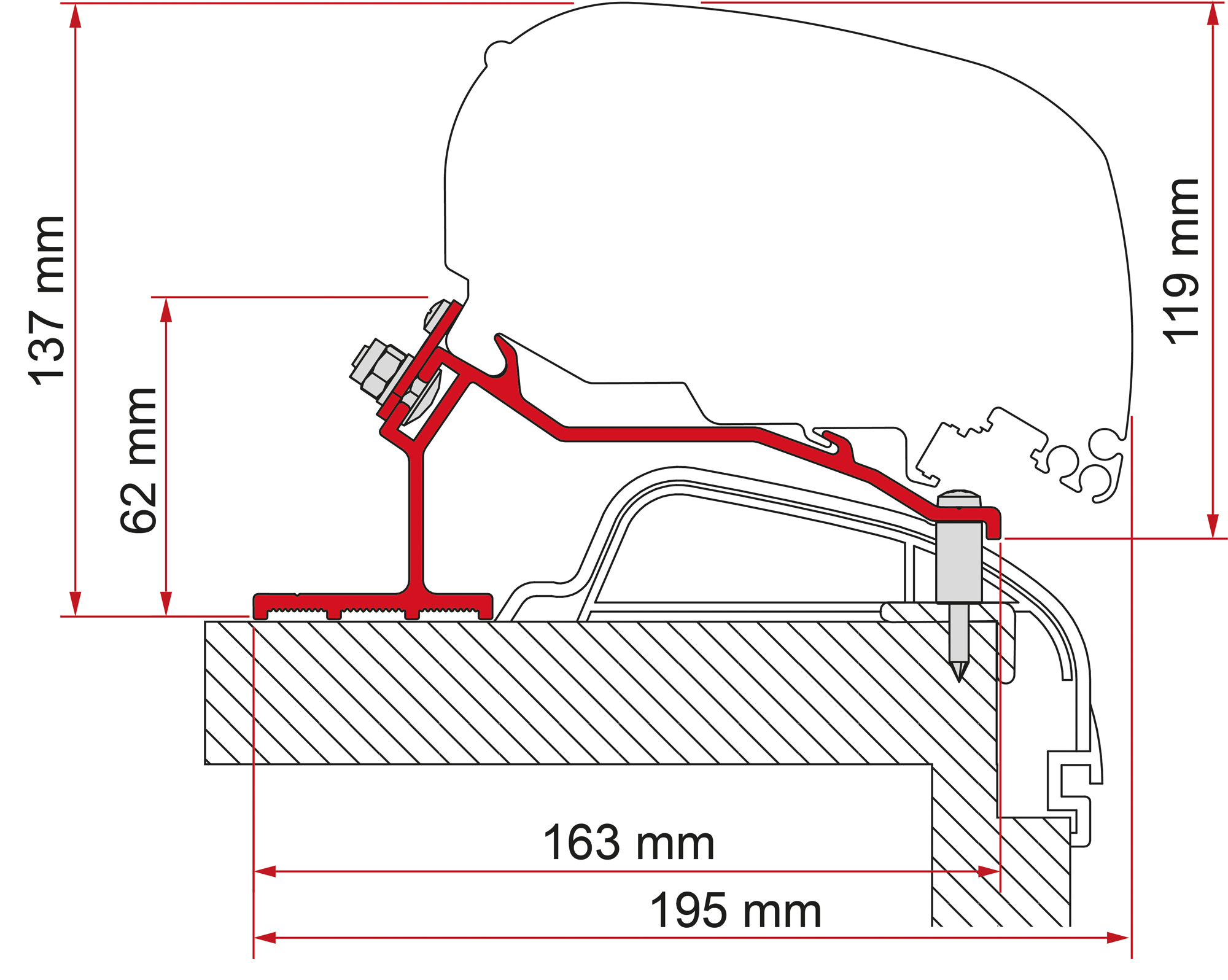 Markiseadapter kit F65/F80 for Hobby Premium Ontour - Fiamma forfra