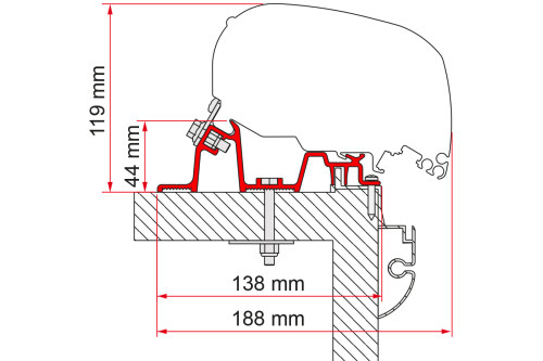 Markiseadapter Kit Hobby Premium for F80/F65 takmontert fra Fiamma
