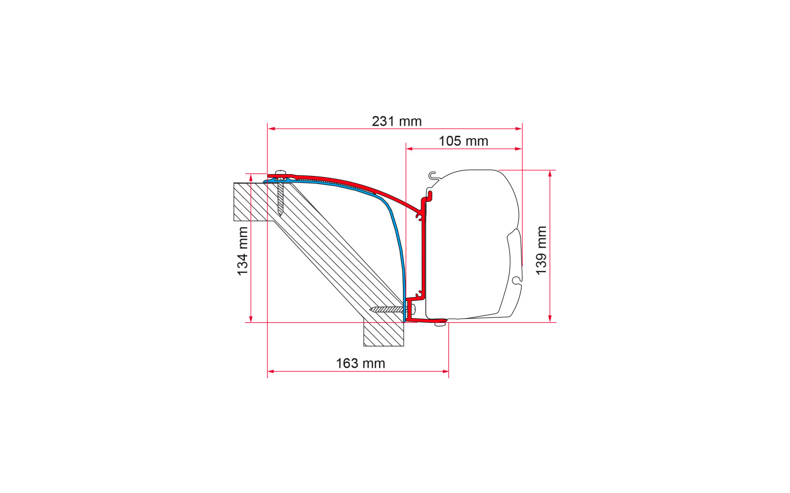 Detalj av markiseadapter Kit Laika Ecovip 07 for F45
