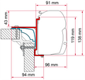 Markiseadapter Kit Laika Ecovip Bürstner Hobby for F45L - Fiamma forfra