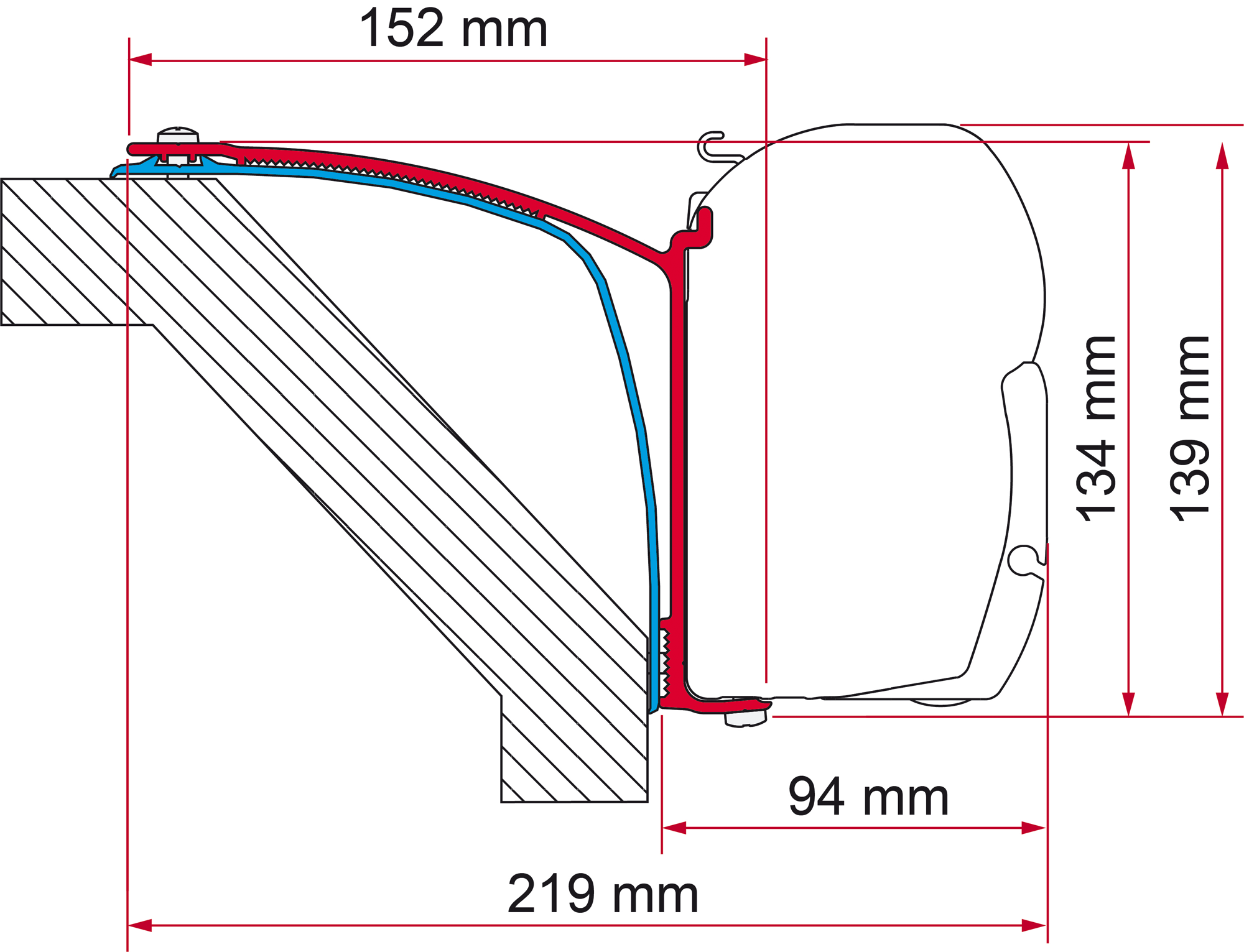 Markiseadapter Kit Laika Rexosline Ecovip 07 Kreos 09 for F45 - Fiamma forfra