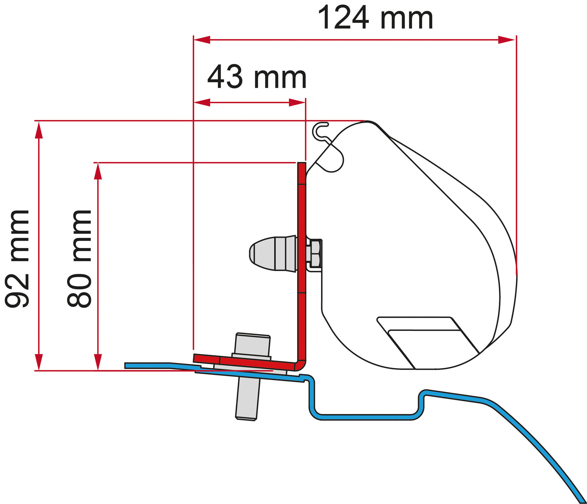 Markiseadapter-kit Nissan NV200 for F35 montert på bilens tak