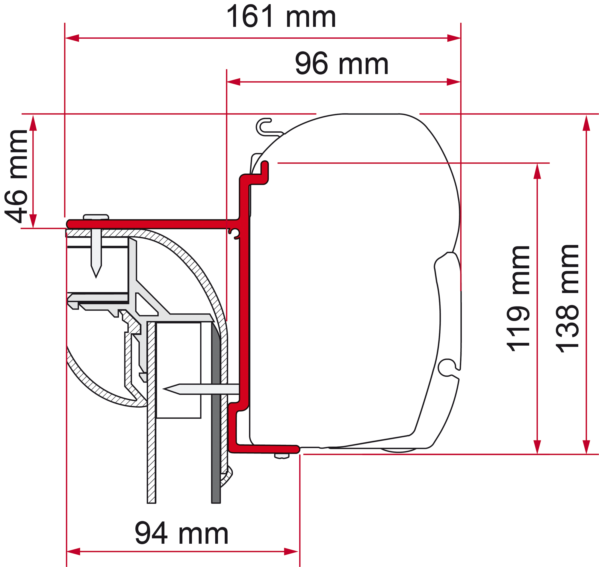 Markiseadapter Kit Pilote Explorateur for F45 veggfeste forfra