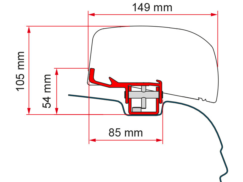 Markiseadapter Kit VW T5/T6 for F40van markise forfra