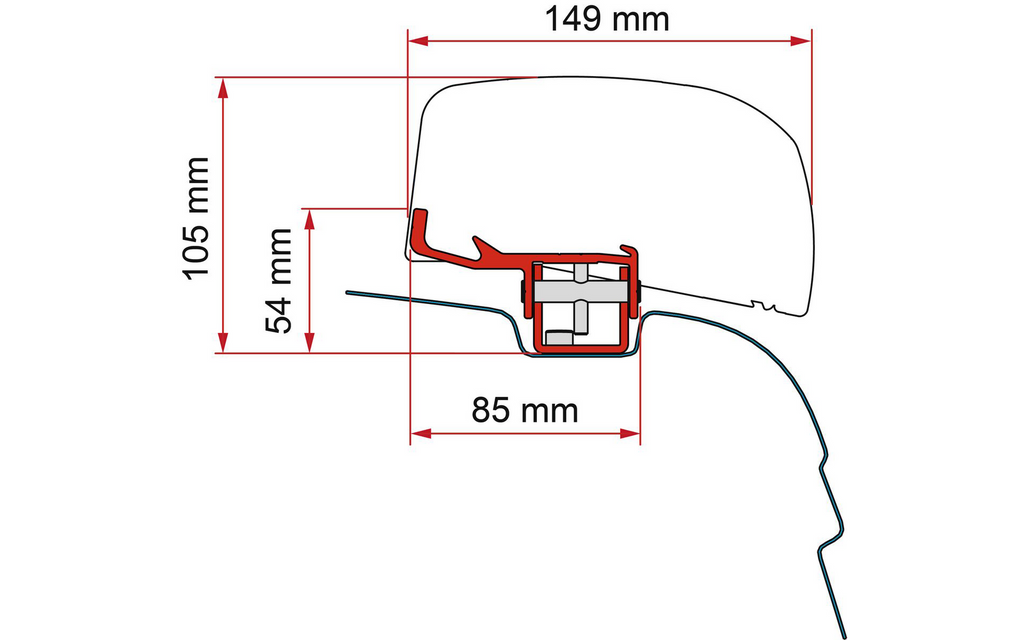 Detalj av Markiseadapter Kit VW T5/T6 for F40van markise