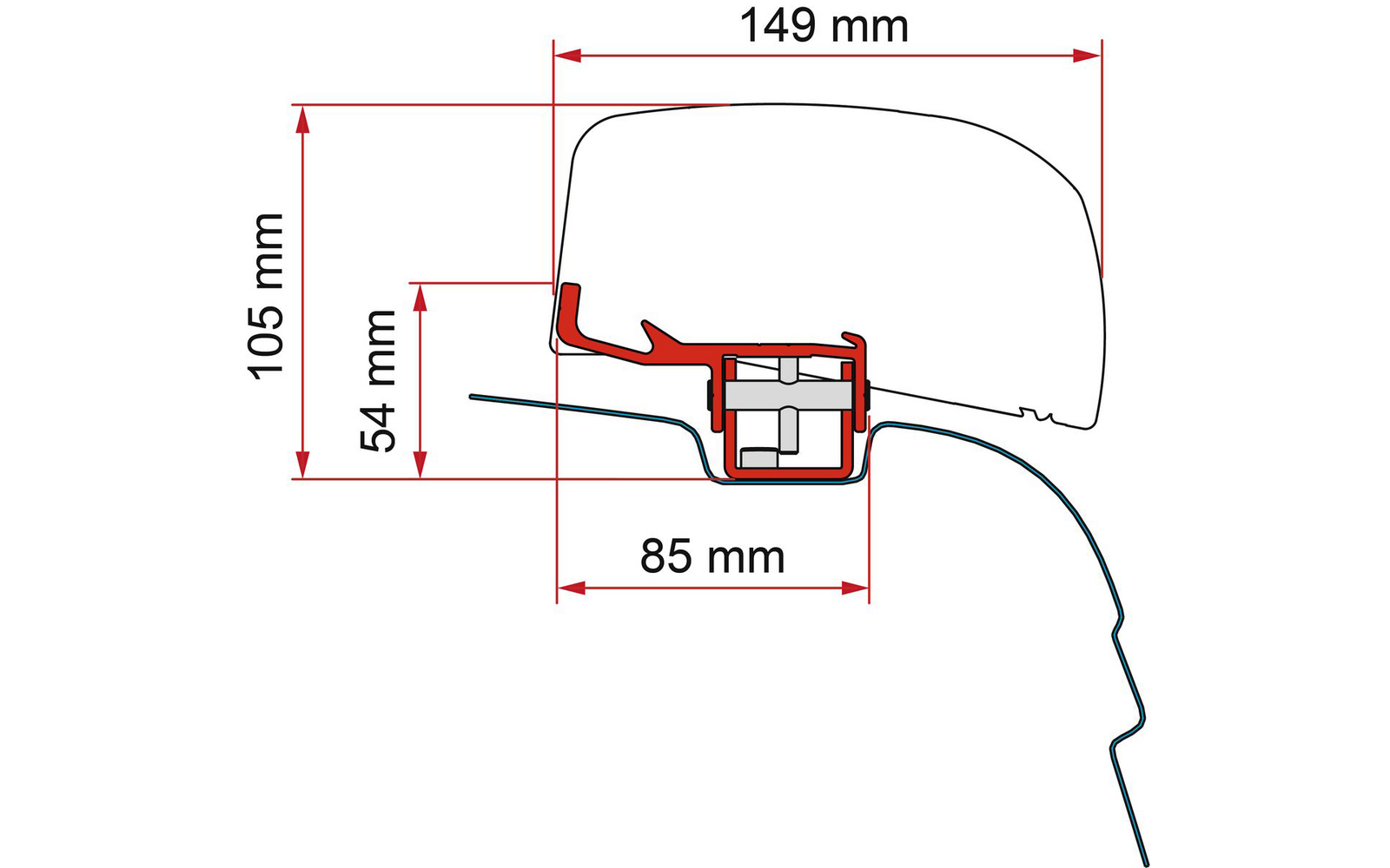 Detalj av Markiseadapter Kit VW T5/T6 for F40van markise