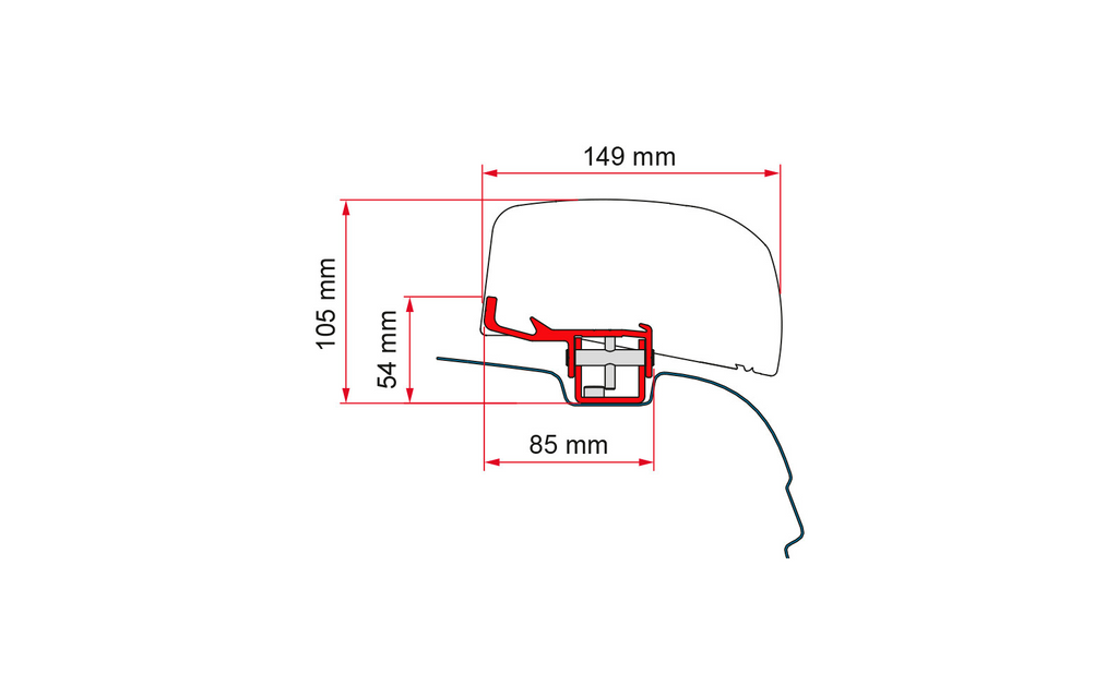 Markiseadapter kit VW T5/T6 RHD for F40van høyrestyrt detalj
