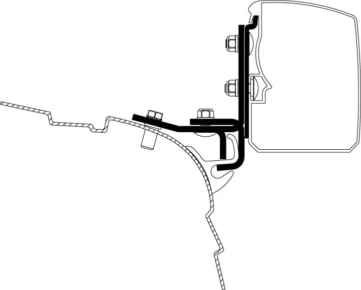 Markiseadapter Omnistor 3200 Multi Rail for VW T5/T6 - Thule montert på bil