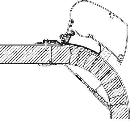 Markiseadapter for Omnistor 9200/6300 takmontasje Laika Kreos - Thule forfra