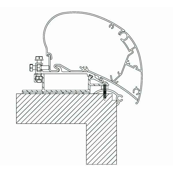 Markiseadapter universal takmontering for Omnistor 9200/6300/6200 - Thule montert på campingvogn