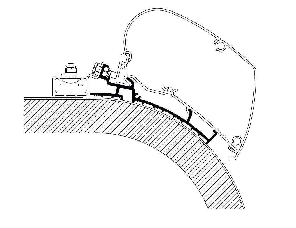 Markiseadapter for Rapido Distinction 4,5 m takmontasje - Thule forfra