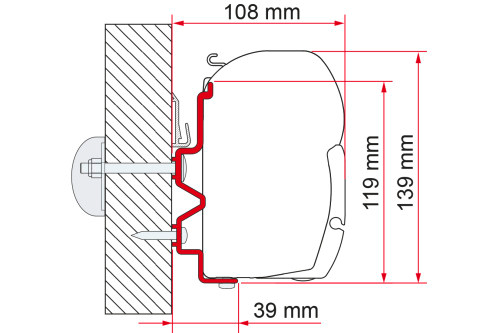 Markiseadapter Rapido Serie 9DF/9M/10 for F45 350 cm fra Fiamma montert på campingvogn