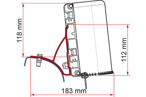 Markiseadapter for Renault Trafic pre-2015, Compass 16 cm fra Fiamma forfra