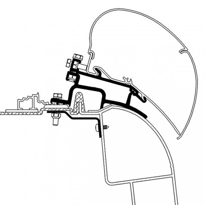 Markiseadapter for Sprinter/VW Crafter høyt tak, Omnistor 6300 - Thule fra siden