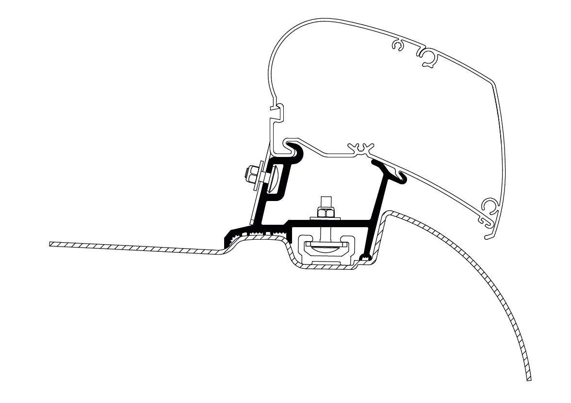 Markiseadapter for Sprinter/VW Crafter, Omnistor 6300/6200 - Thule forfra