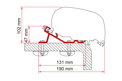Markiseadapter Standard F65 Eagle 400 takmontert 400 cm Fiamma forfra