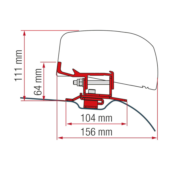 Markiseadapter Stellantis 260 cm Deep Black for F40van montert på varebil