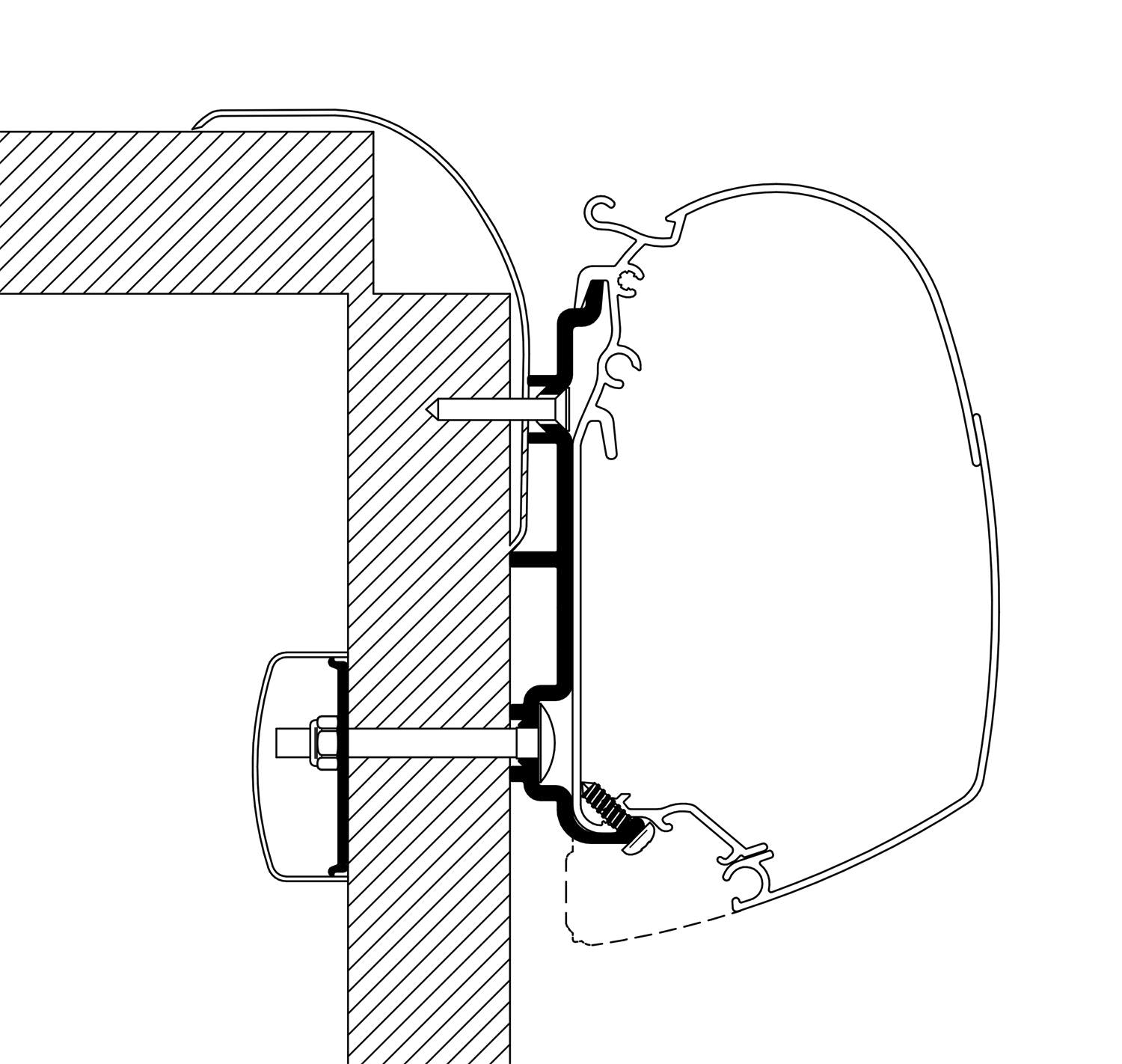Markiseadapter T 4200 for VW T5/T6 Minivan Multi Rail S - Thule for montering på Volkswagen Transporter