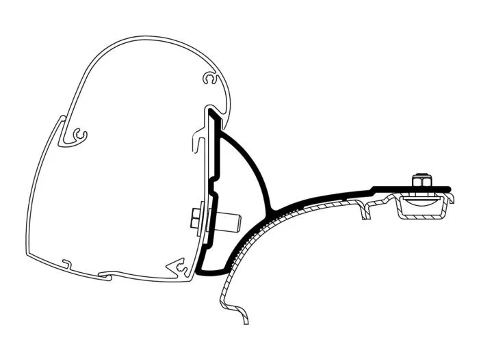 Markiseadapter TO 5102 for VW T5/T6 høyrestyrt fra Thule i sølv