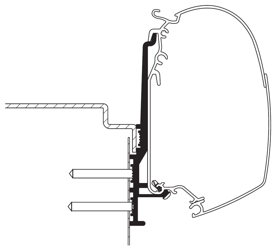 Markiseadapter vegg Knaus Tourer CUV for Omnistor 5200 3 m forfra