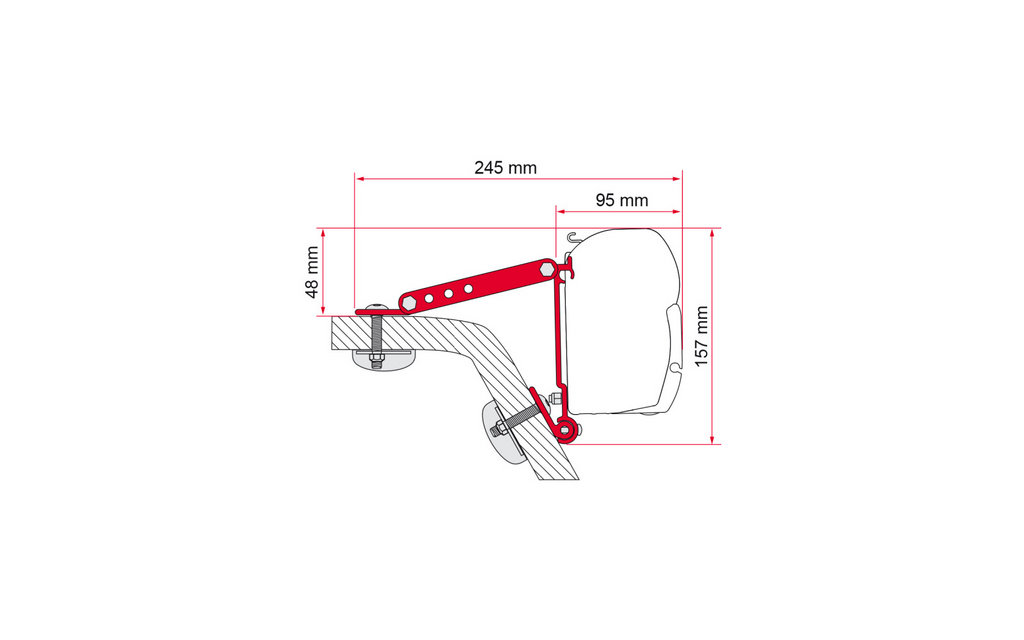 Markiseadapter veggfeste kit F45 F70 Fiamma montert på vegg
