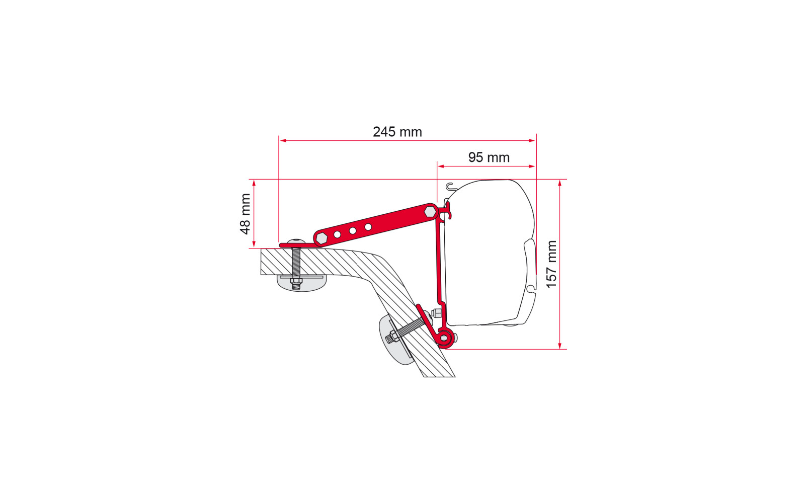 Markiseadapter veggfeste kit F45 F70 Fiamma montert på vegg