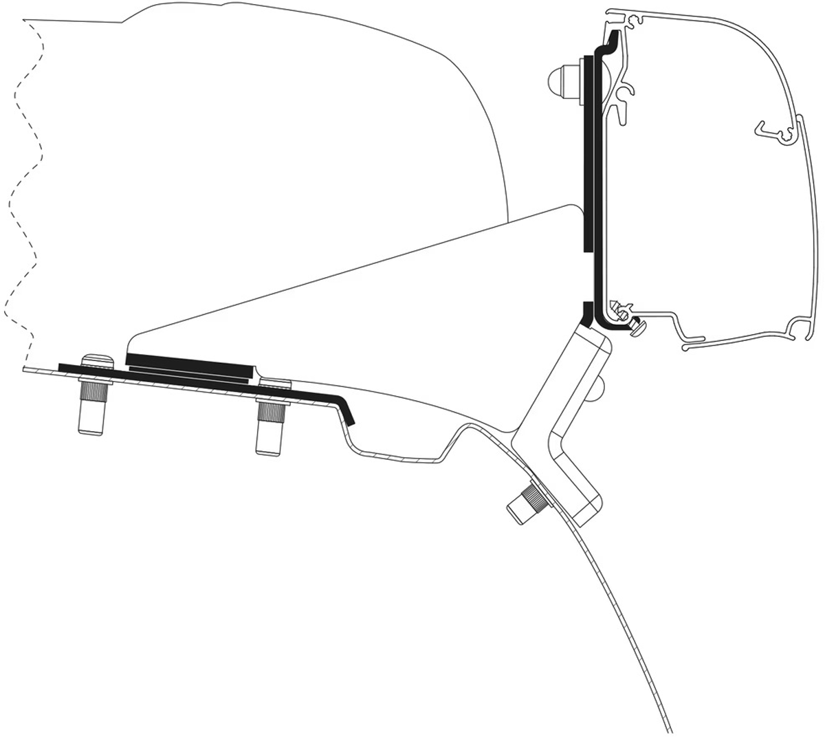 Markiseadapter veggmontering T 4200 for Mercedes Vito V-Class Thule montert