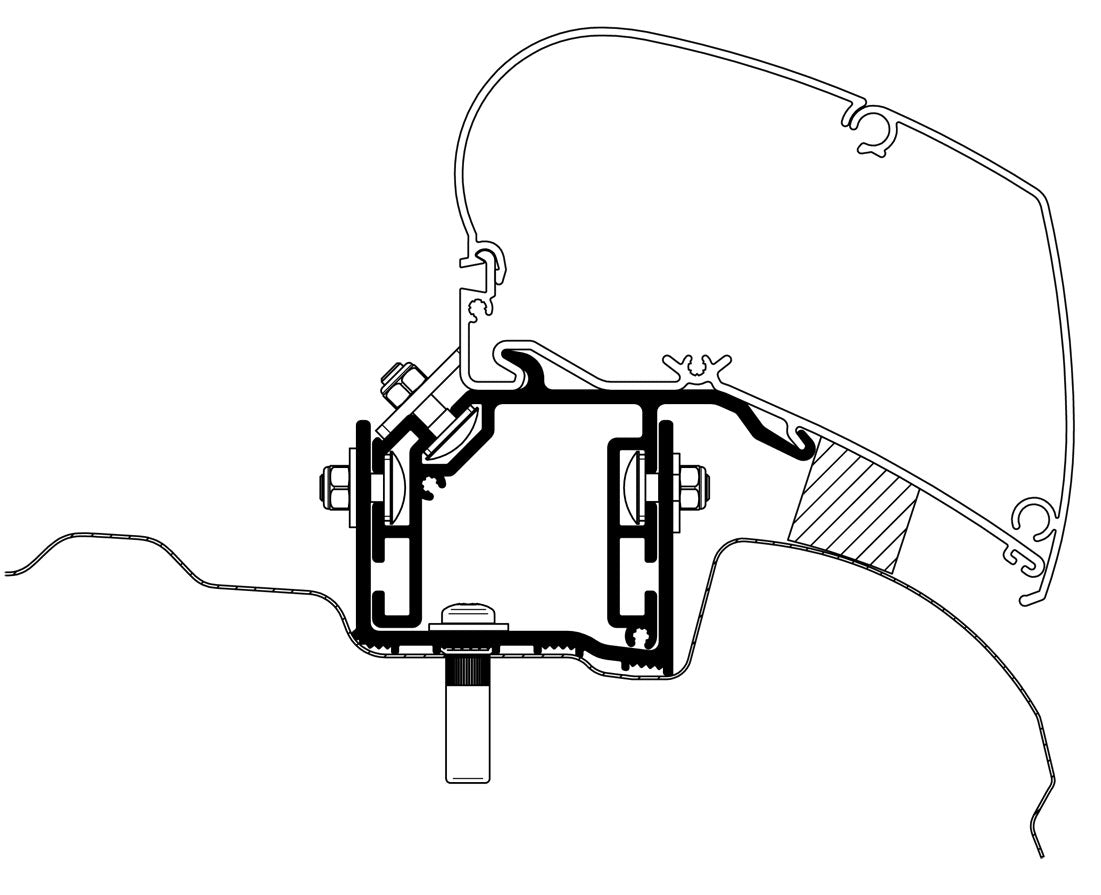 Markiseadapter for VW Crafter fra 2017, takmontasje 3x40 cm - Thule montert på bilens tak