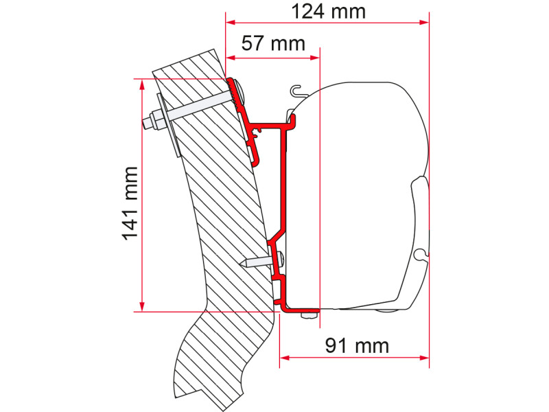 Markiseadapter Wingamm Oasi for F45 230 cm fra 2006 montert