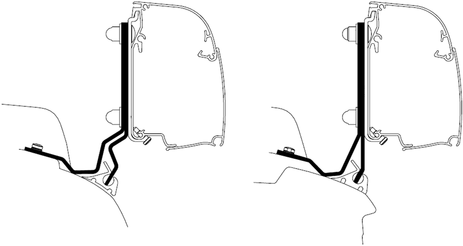 Markiseadaptersett 2-delt for Swift Monza V710 RHD montert