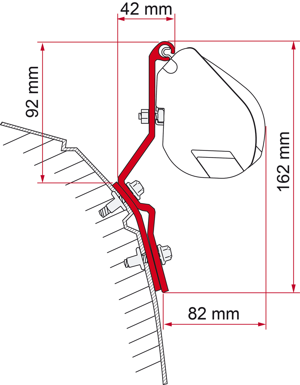 Markisefeste F35 Pro Kit Standard for VW T4 bakside