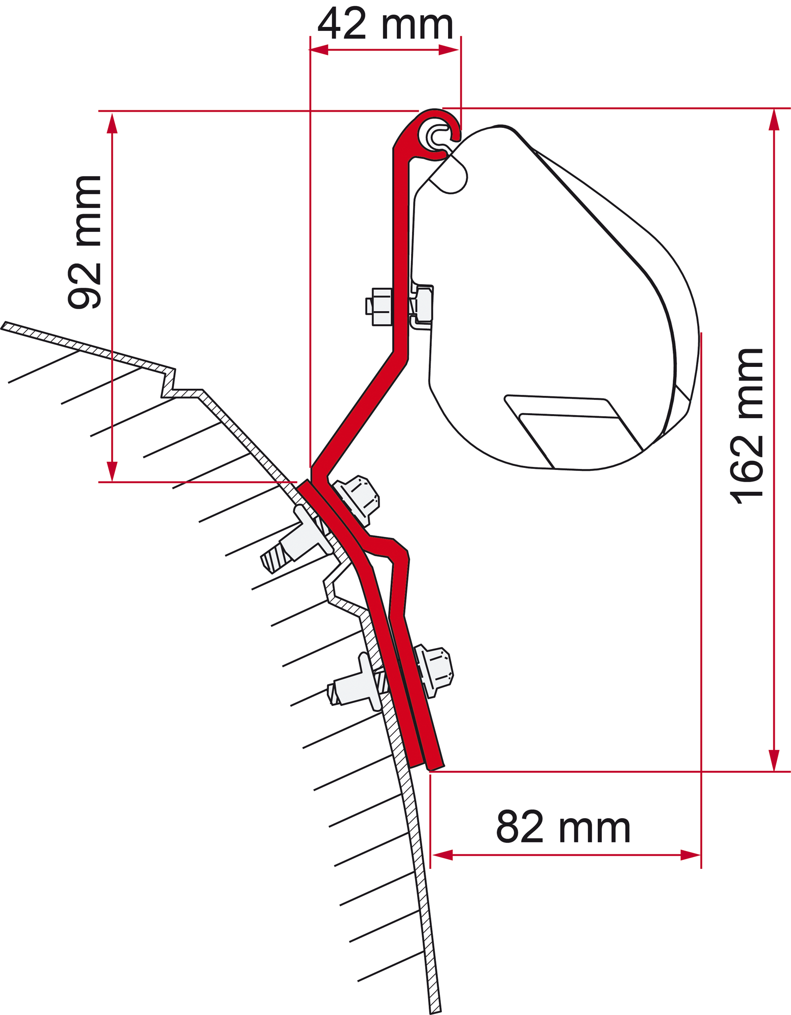 Markisefeste F35 Pro Kit Standard for VW T4 bakside