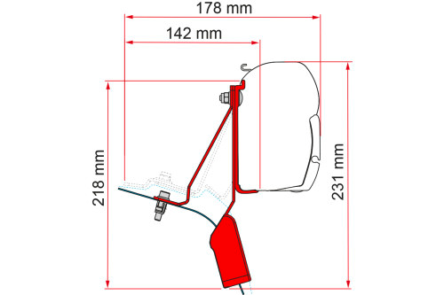 Markisefeste Ford Custom Nugget Lift Roof for F45 fra 2015 - Fiamma montert sett forfra