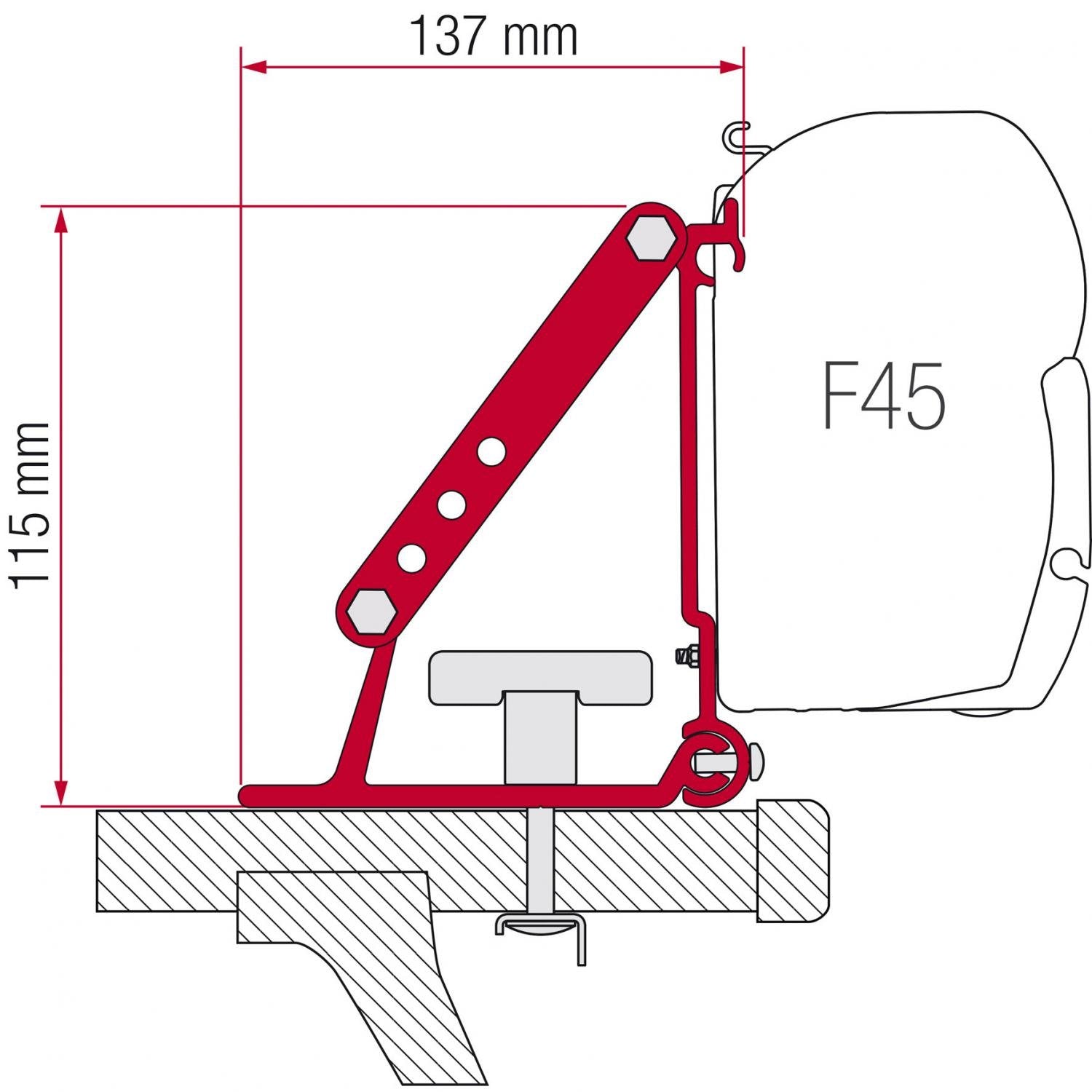 Markisefeste Kit Auto F35 Pro takmontasje aluminium - Fiamma montert på tak