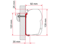 Markisefeste Kit S 400 for F45 40 cm brakett fra Fiamma montert på campingvogn