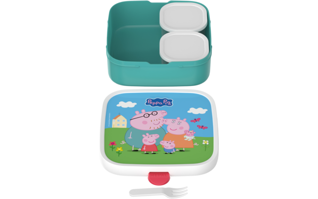 Matboks Campus stor 1,3 l med bento-innsatser og gaffel Peppa Pig detaljbilde