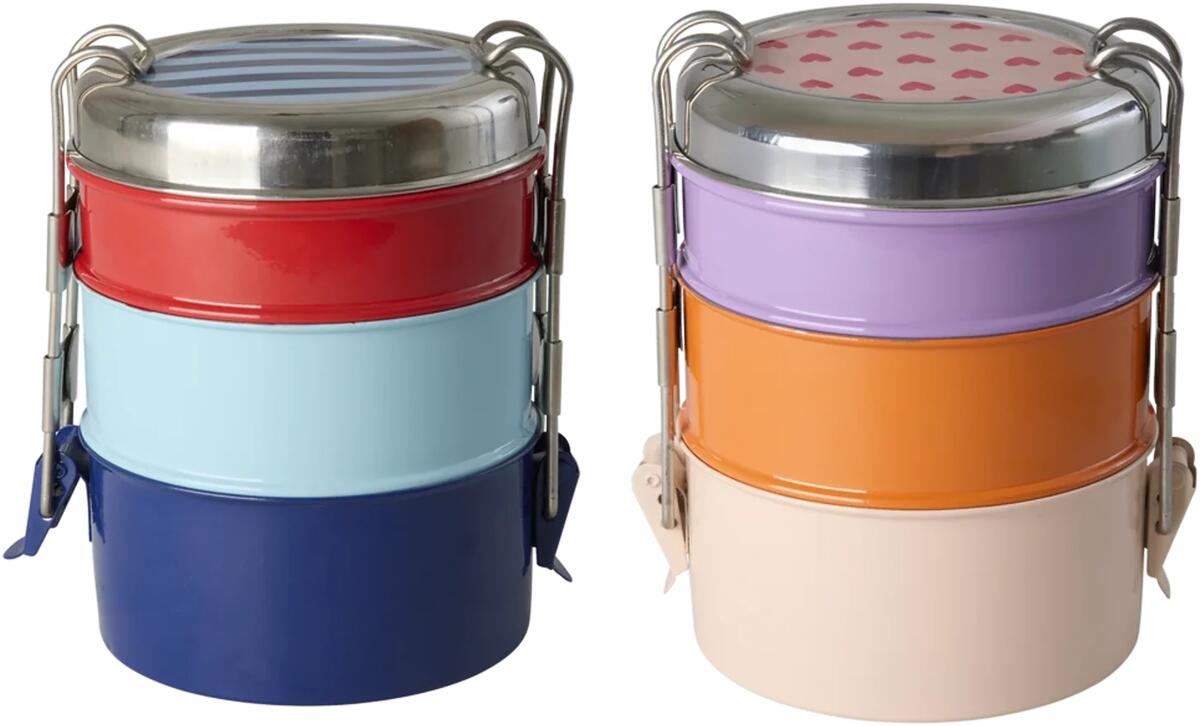 Matboks rund 3-lags rustfritt stål 900 ml ø11 cm - Rice forfra