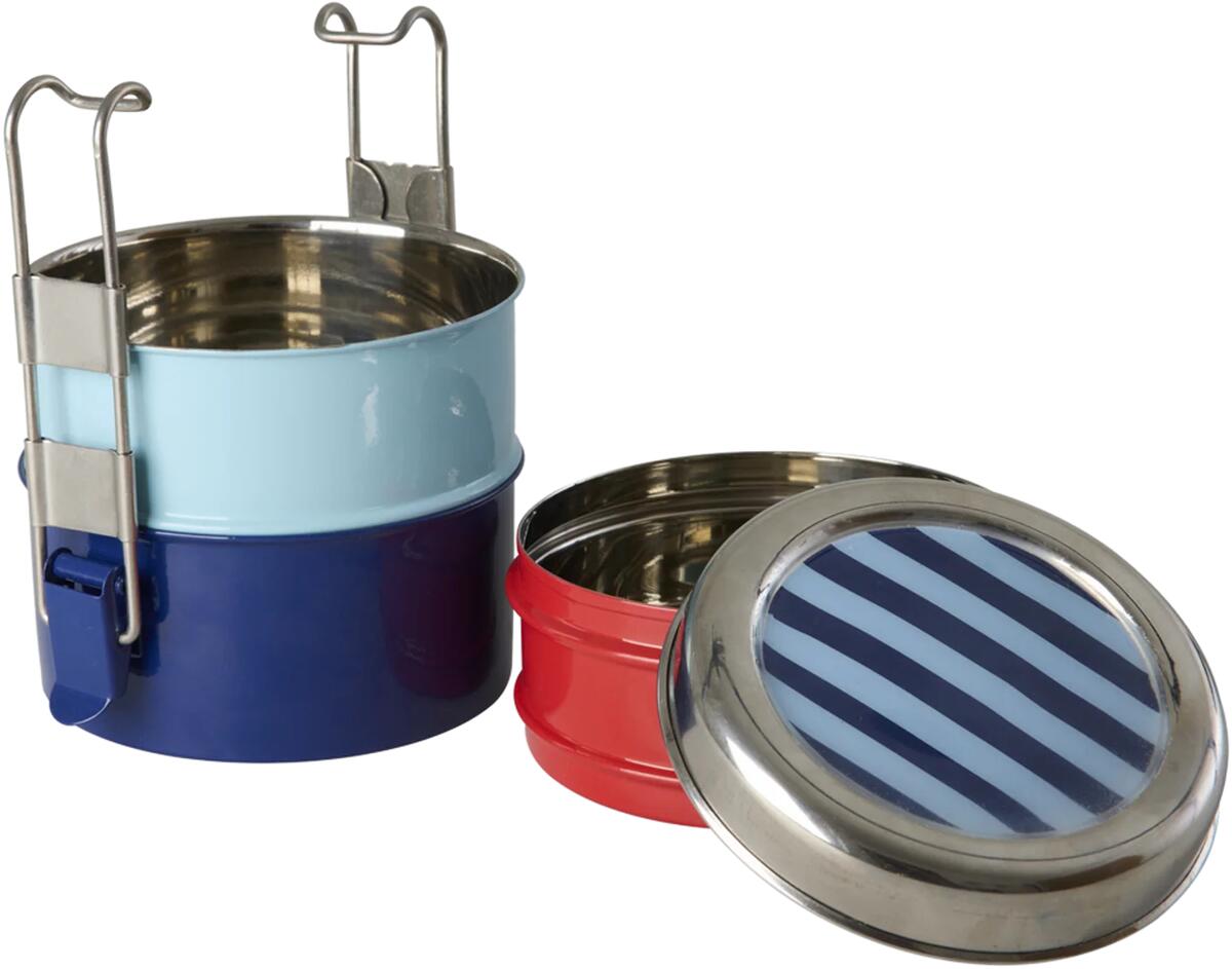 Detalj av Matboks rund 3-lags rustfritt stål 900 ml ø11 cm - Rice lokk