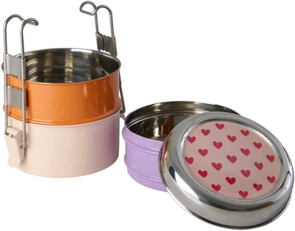 Nærbilde av Matboks rund 3-lags rustfritt stål 900 ml ø11 cm - Rice materiale