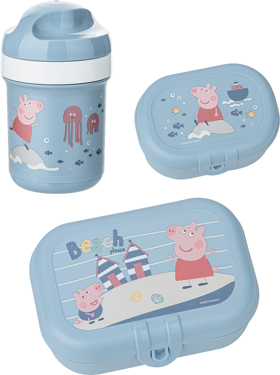 Matbokssett 3-delt Peppa Pig med drikkeflaske forfra