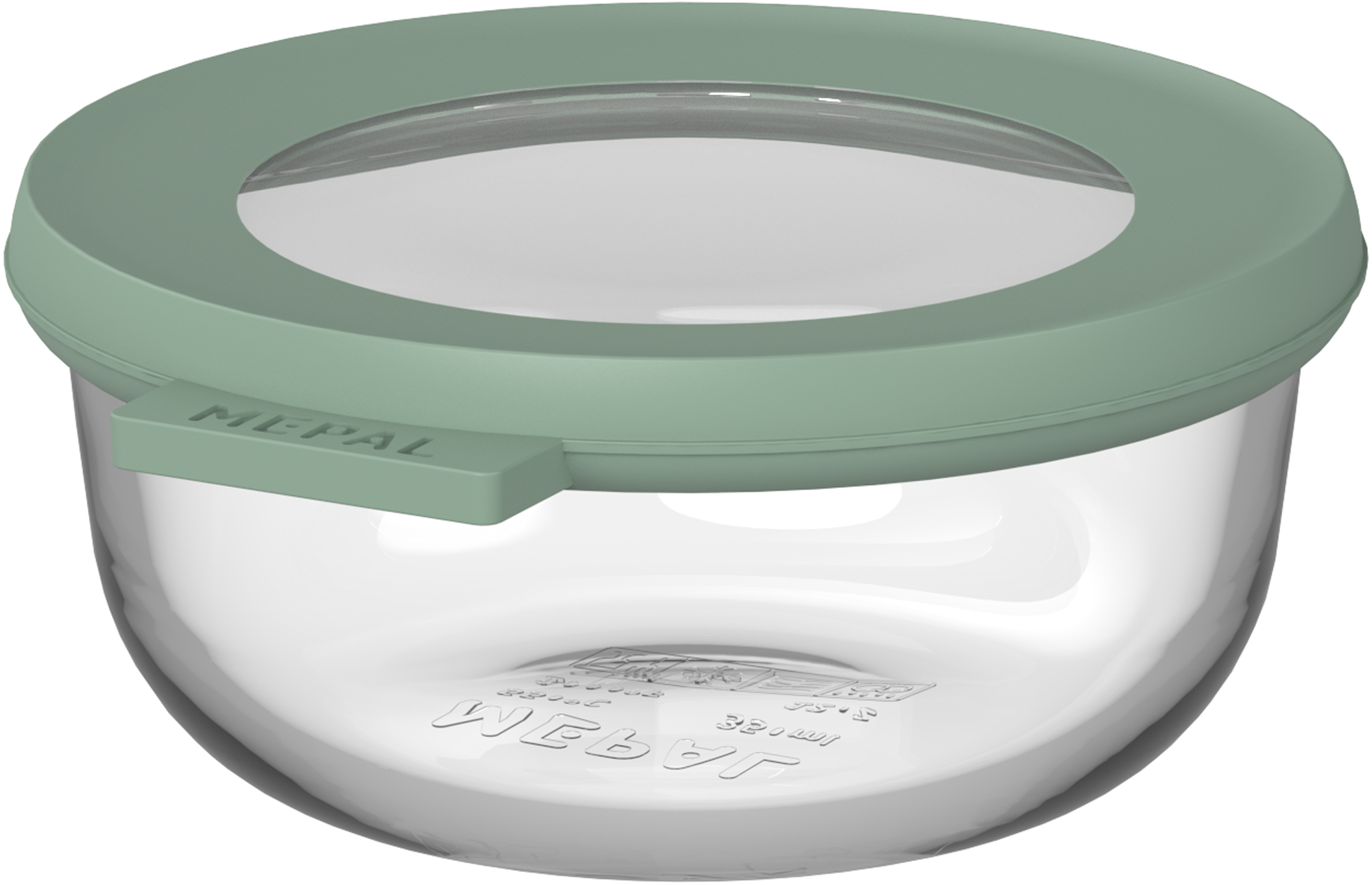 Matoppbevaringsboks Cirqula 350 ml borosilikatglass Nordic sage forfra