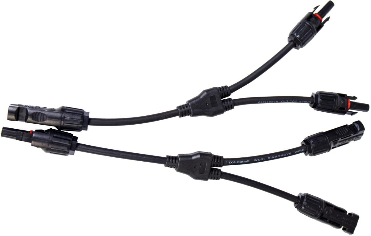 MC4 parallell solkabel Y-kabel for 4 solpaneler Ecoflow - forfra