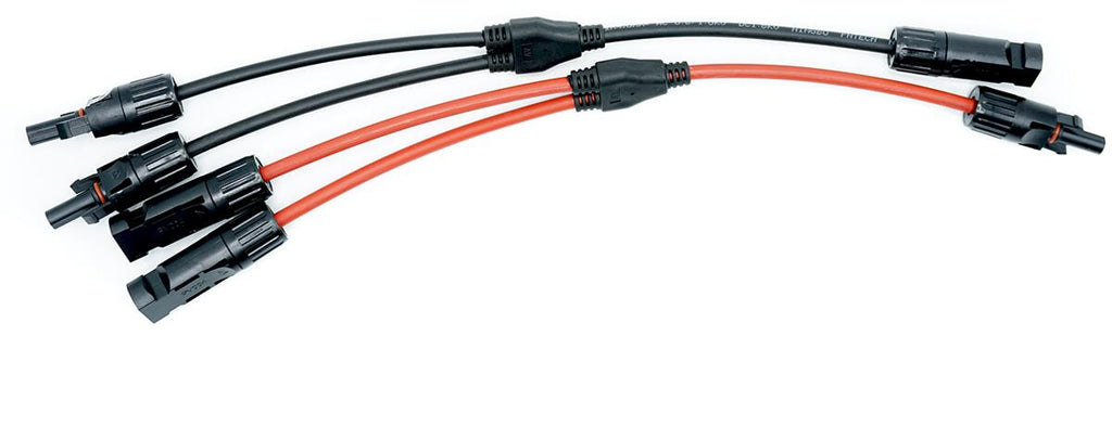 MC4 Y-kontaktsett for parallellkobling av 2 solcellepanel forfra