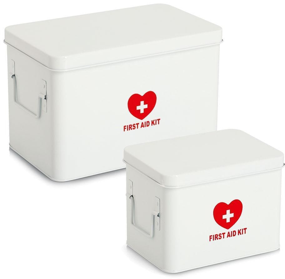 Medisinskrin i metall hvit med 2 nivåer 22x16x16 cm - Zeller forfra