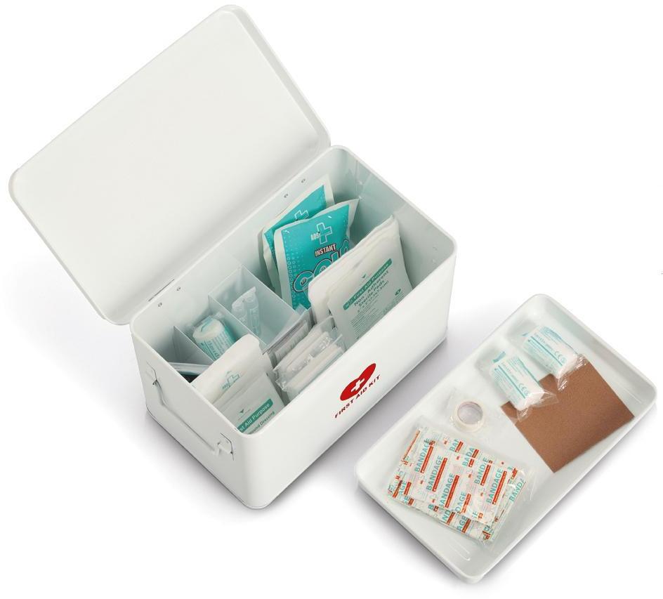 Medisinskrin i metall hvit med 2 nivåer 22x16x16 cm - Zeller bakside